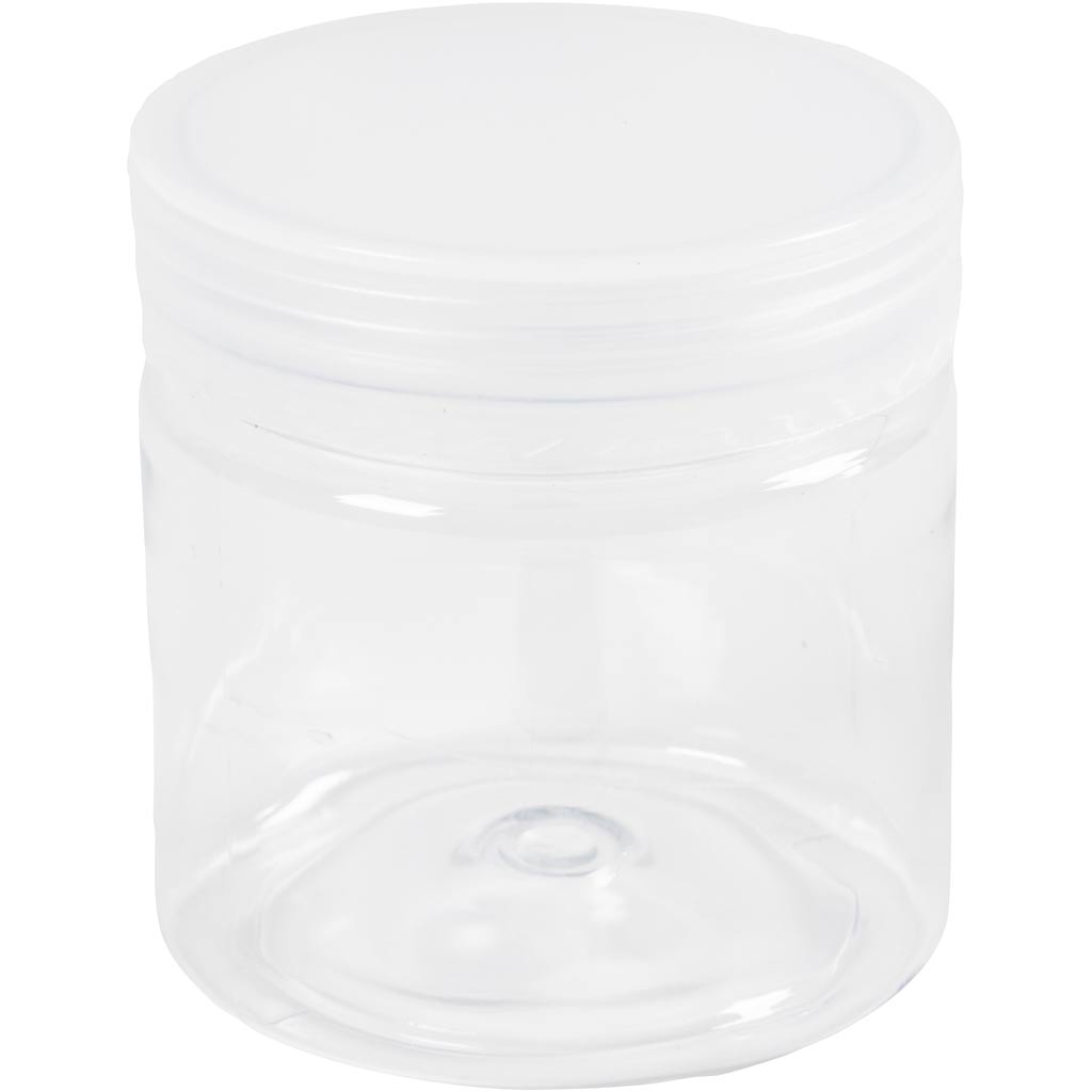 Creativ company plastic storage jars, h: 7 cm, d: 6.5 cm, 180 ml, 10 pieces in a box