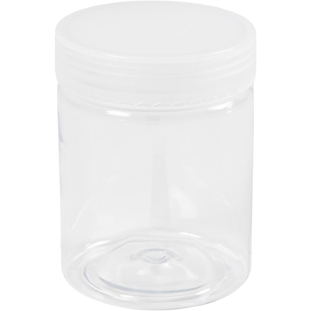 Creativ company plastic storage jars, h: 9 cm, d: 6.5 cm, 250 ml, 10 pieces in a box