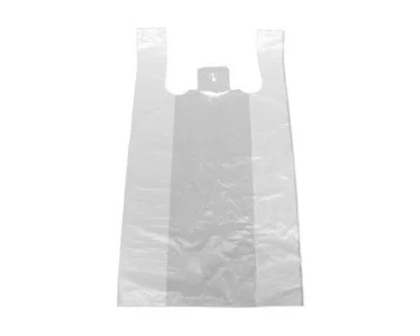 Bolsas camiseras blancas estampado HDPE 27 12x48 (2000 piezas)