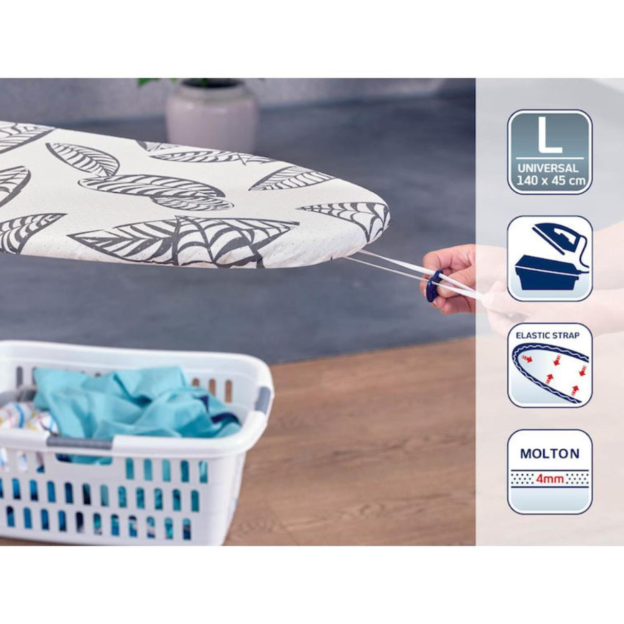 Leifheit 71615 Copertina per la tavola da stiro a vapore perfetto 140x45cm