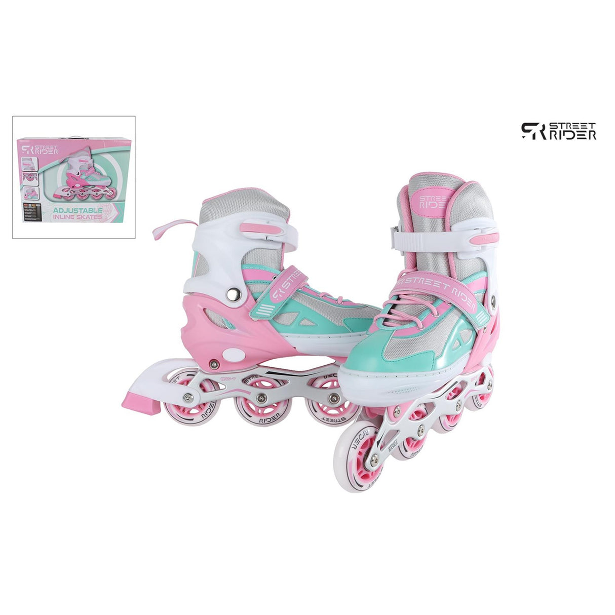 Inline skates pink green size 29-32