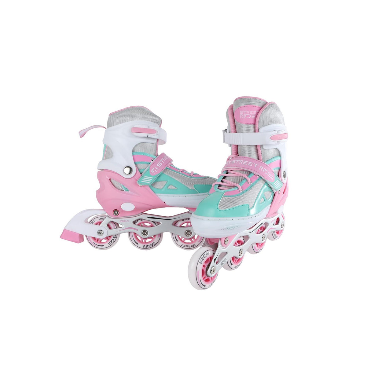Street Rider inline skates pink green adjustable, size 33-36