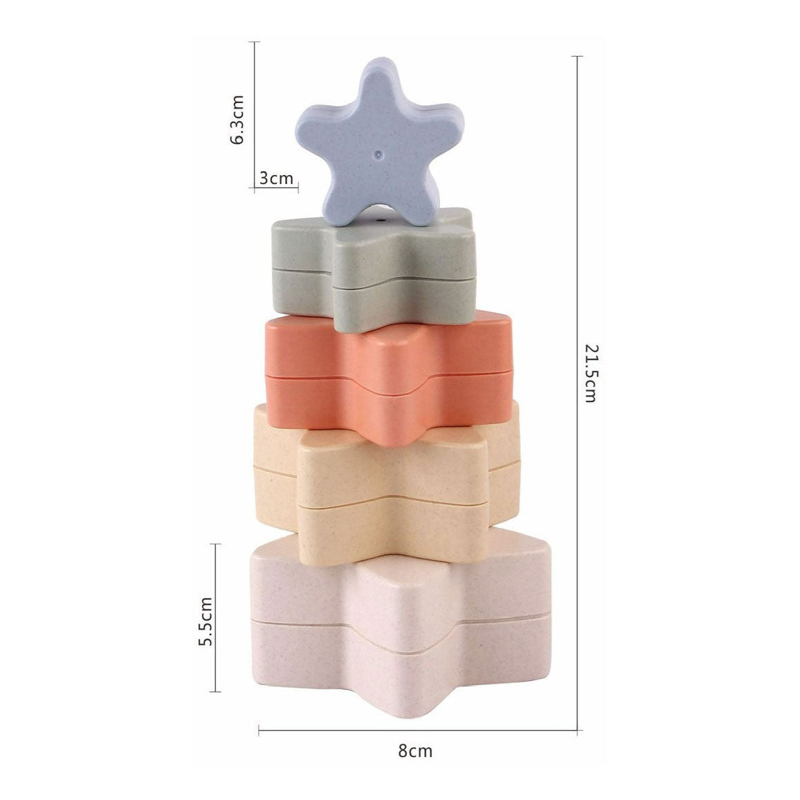 Apilando estrellas pastel, 5st.