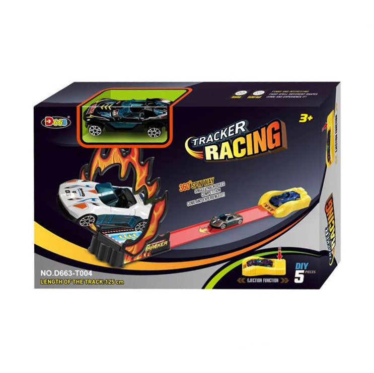 Auton laukaisusarja rampilla ja palorenkaalla