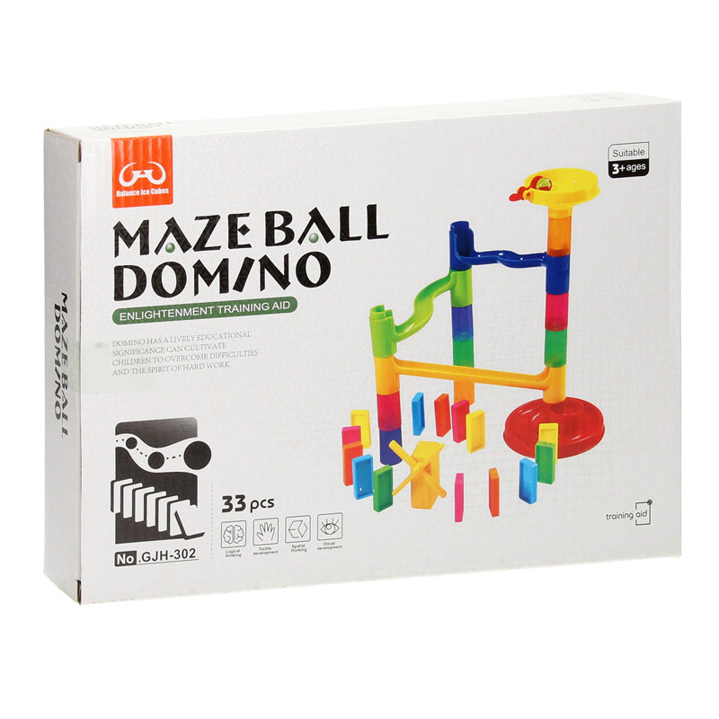 Juego de dominó con pista de mármol, 33 piezas.