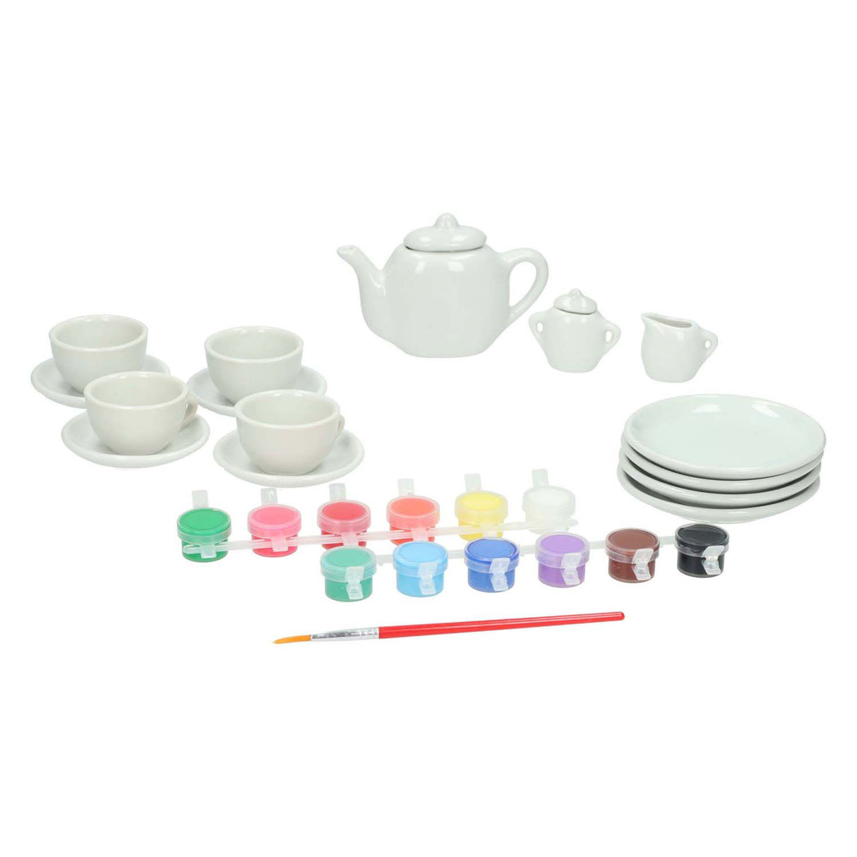 Painting tea set large 17 pieces.