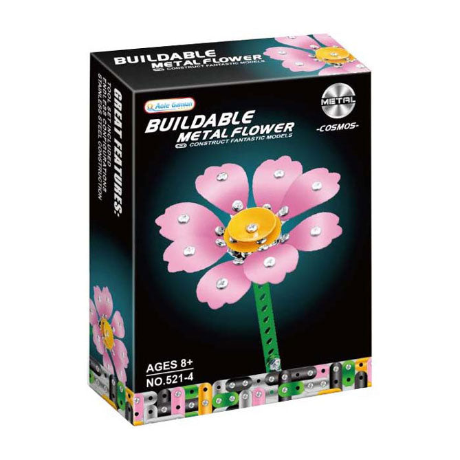 Metal construction set pink flower