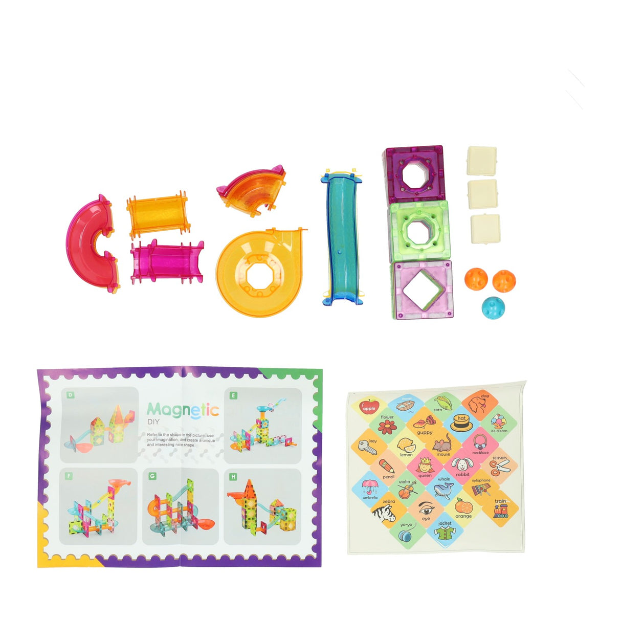 Magnetic marble track construction set - 47 pcs.