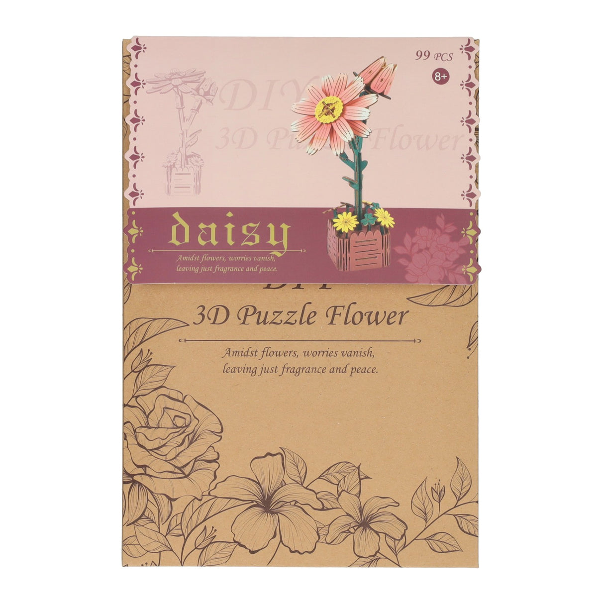 Wooden 3D construction kit daisy flower - 99 pcs.