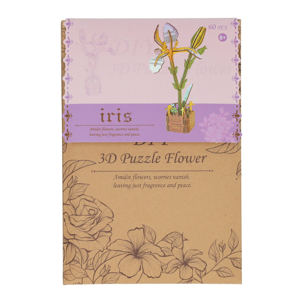 Wooden 3D construction kit iris - 60 pcs.