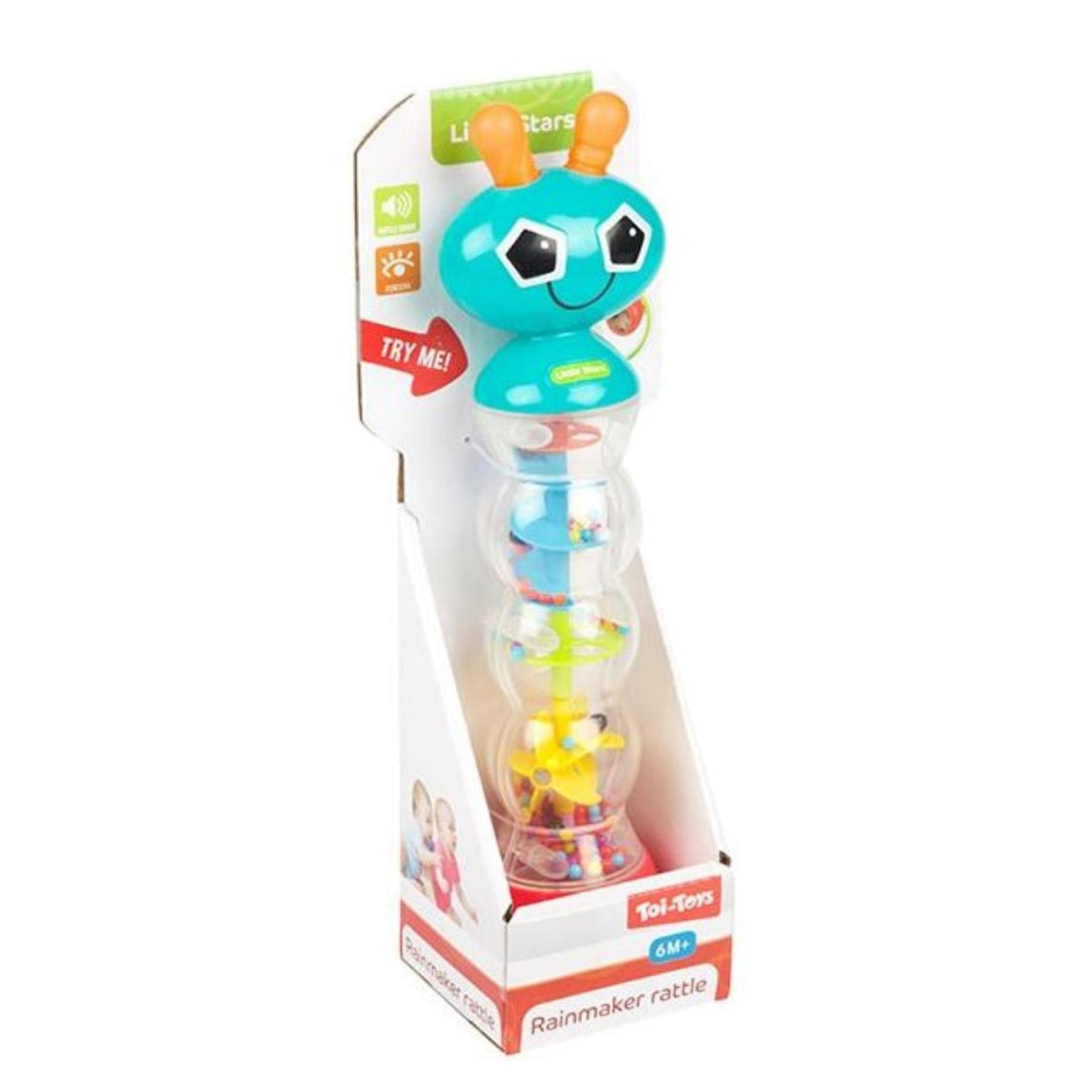 Toi-toys little stars caterpillar rattle with mirror