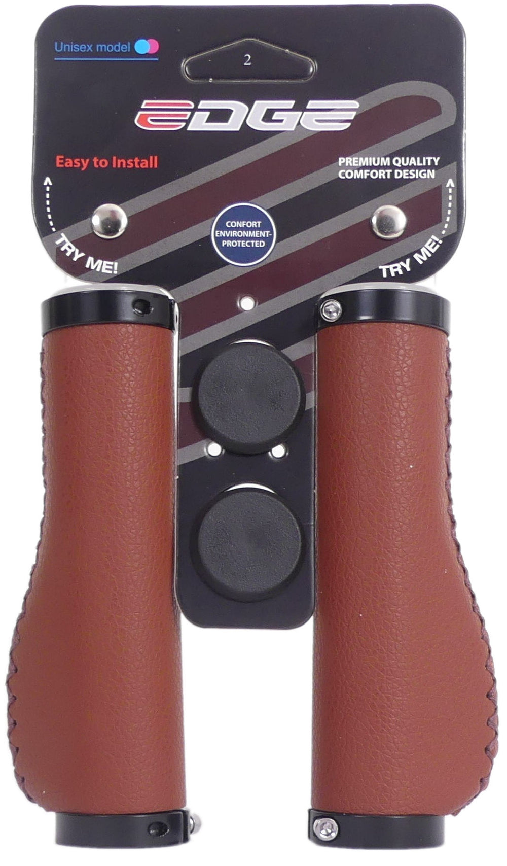 Edge handvatset leer incl lockring - camel brown- 135 135mm (winkelverpakking)