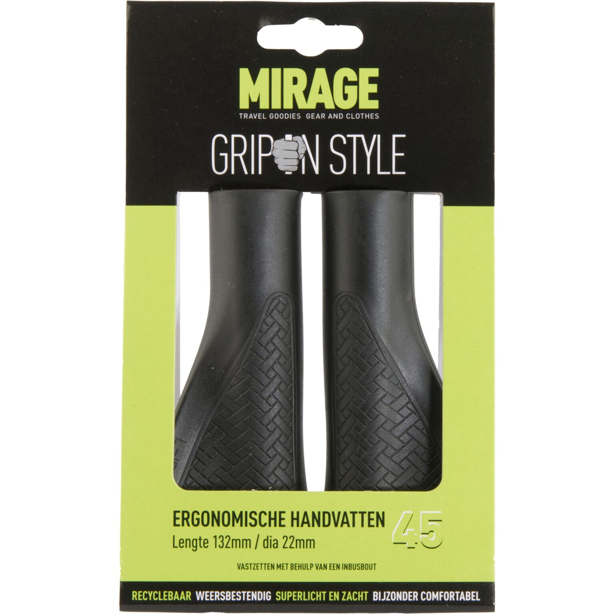 Mirage Bicycle Grips - Ergonomic, Black, 132mm