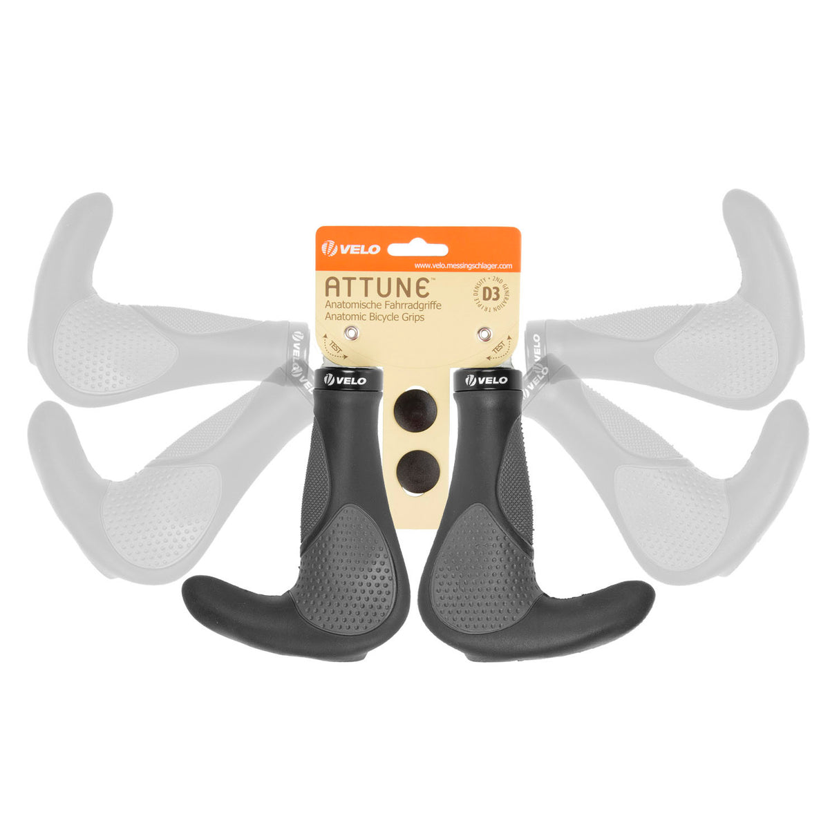 Velo -Griff Set M -Wave Eagull D3 bar mit Gelfüllung und Klemme - Schwarzgrau