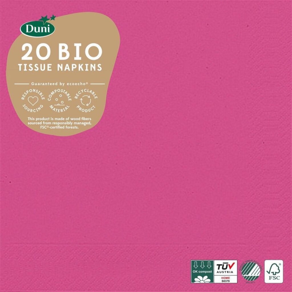 Duni Servietten Bio 3-lagig 33 x 33 cm Papier Fuchsia 20 Stück