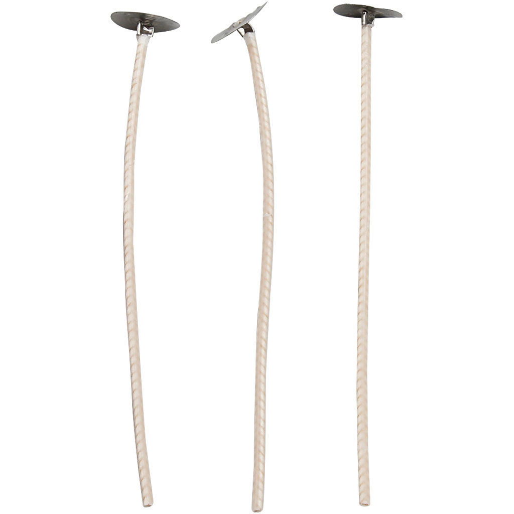 Wicks for candles in holder, suitable for holders with a diameter of 20-65 mm, l: 10 cm, thickness 2 mm, 50 pieces 1 box