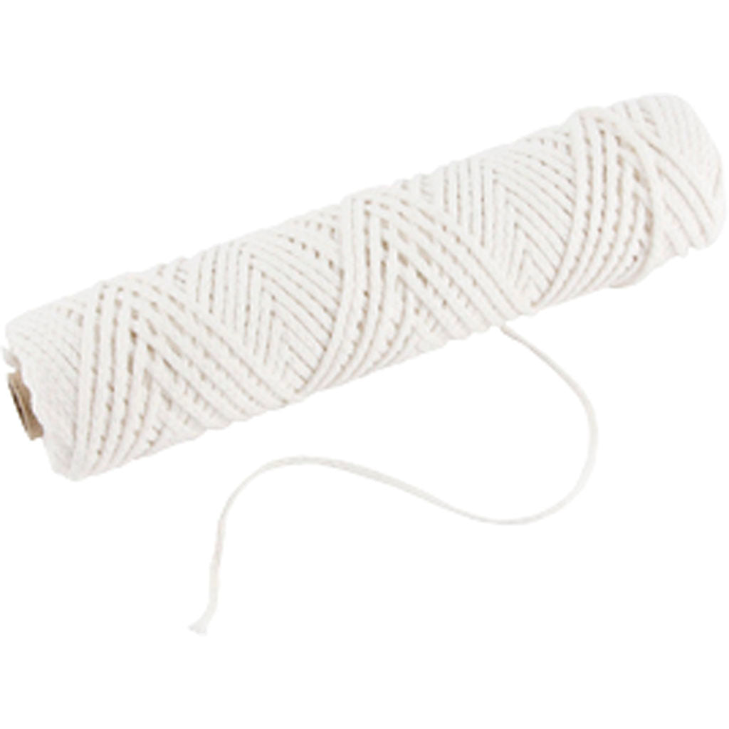 Creative company wick, suitable for dipped candles (dia. 30 mm) and cast candles (dia. 80-100 mm), w: 2 mm, 100 gr, 50 m 1 roll