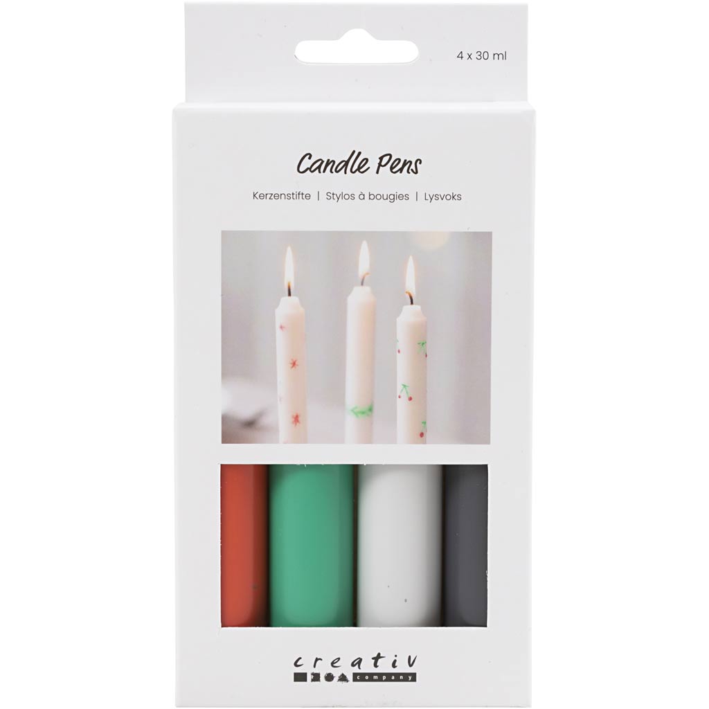 Creativ company candle markers, black, green, light gray, red, 4x30 ml 1 box