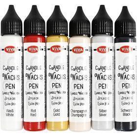 Viva Decor candle decorating pen, standard colors, 6x28 ml 1 box
