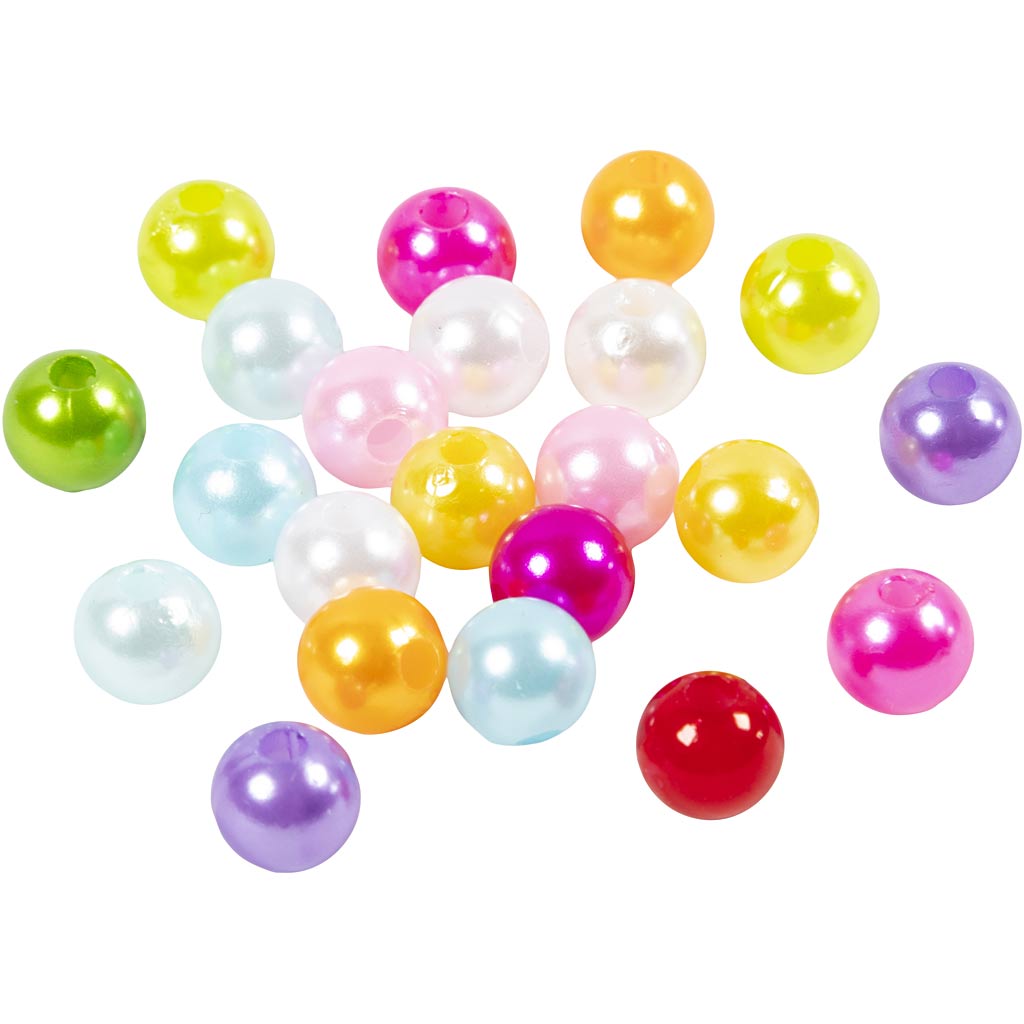 Creativ company wax beads, d 8 mm, hole size 1 mm, approx. 2000 pieces, mother-of-pearl colours, 500 g 1 bag