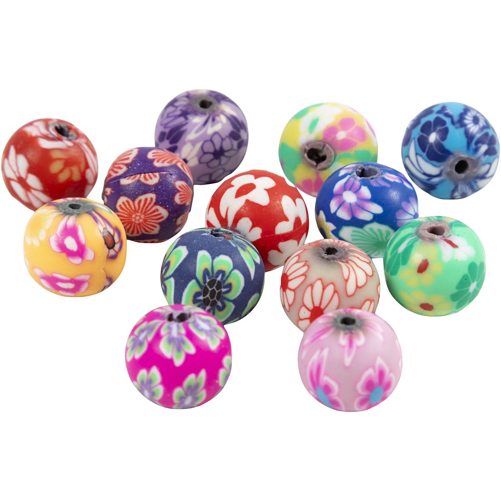 Creativ company fimo beads, d 10 mm, hole size 1 mm, 50 pieces 1 bag