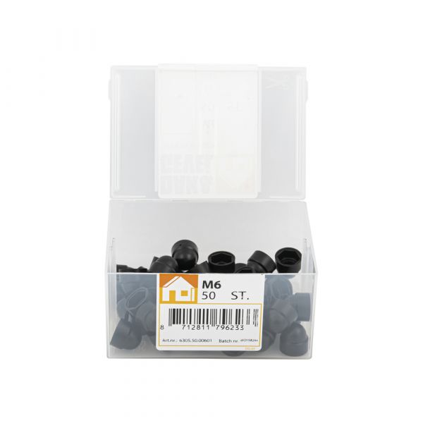 Cover cap nut m6 black plastic tub 50 pcs.