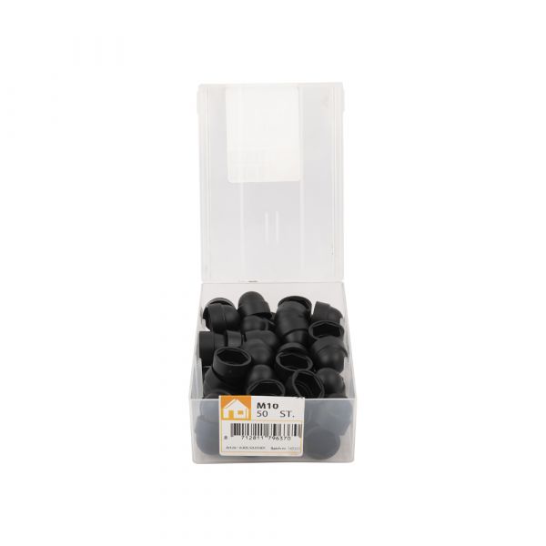 Cover cap nut m10 black plastic tub 50 pcs.