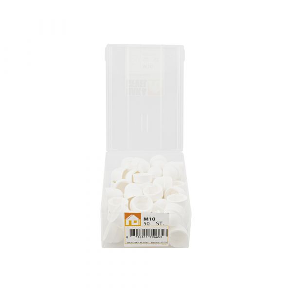 Cover cap nut m10 white plastic tub 50 pcs.
