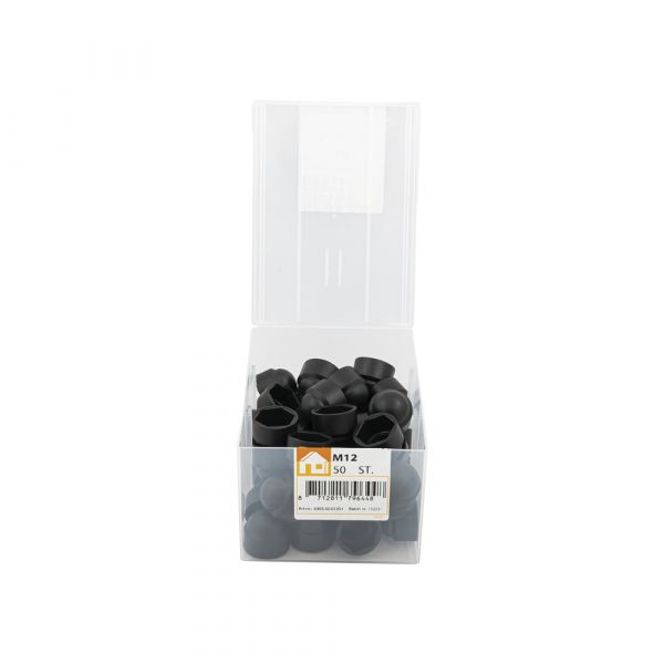 Cover cap nut m12 black plastic tub 50 pcs.