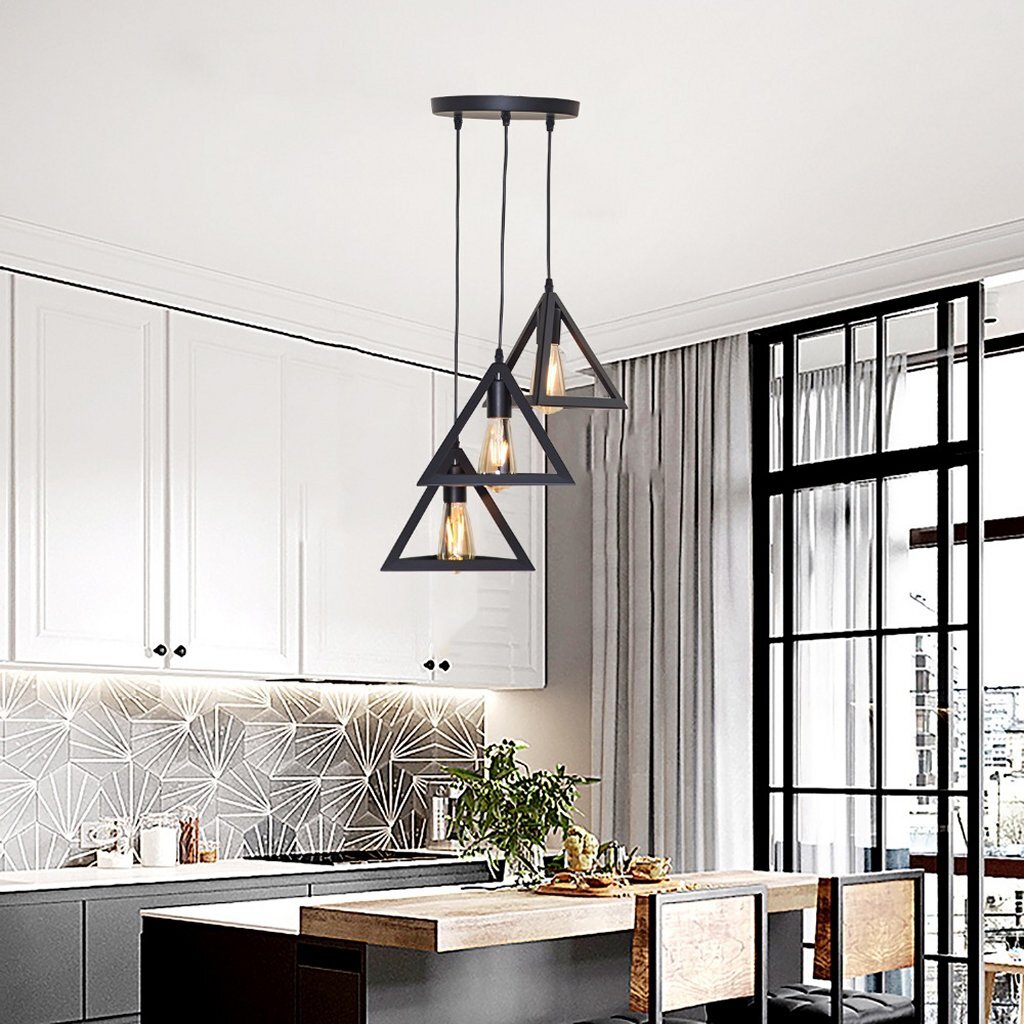 Homestyle pro mk022-b industrial pyramid pendant lamps black metal