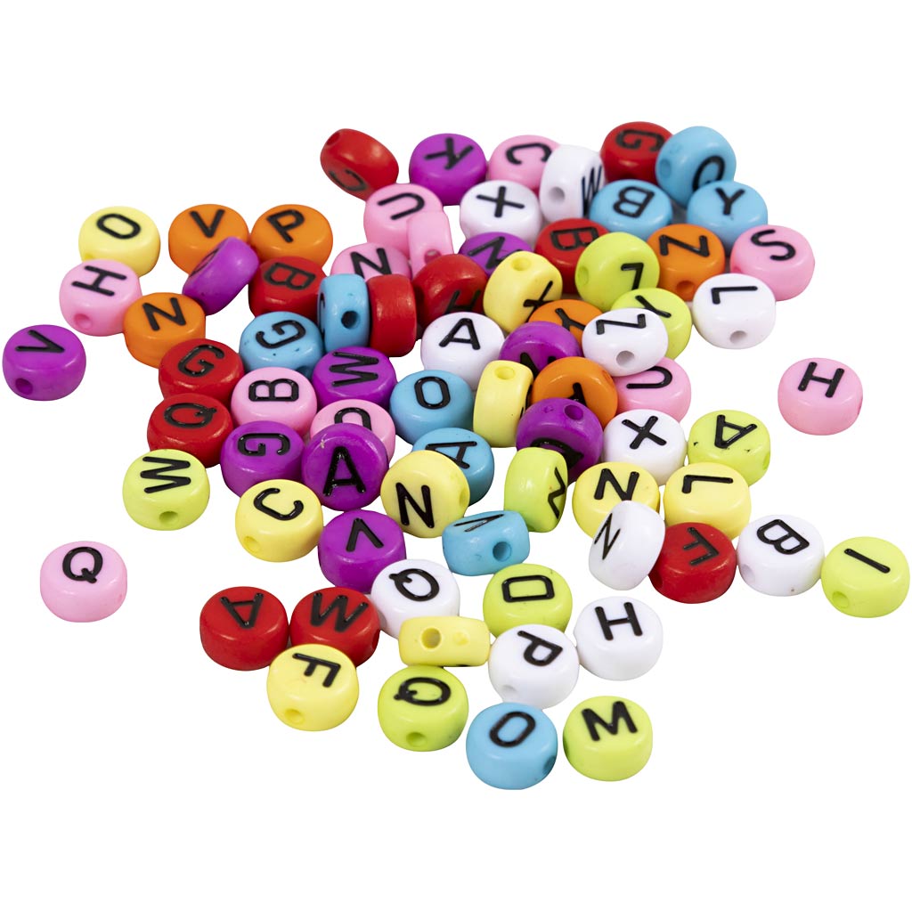 Creativ Company Round Letter Beads Varios colores, 25 gramos