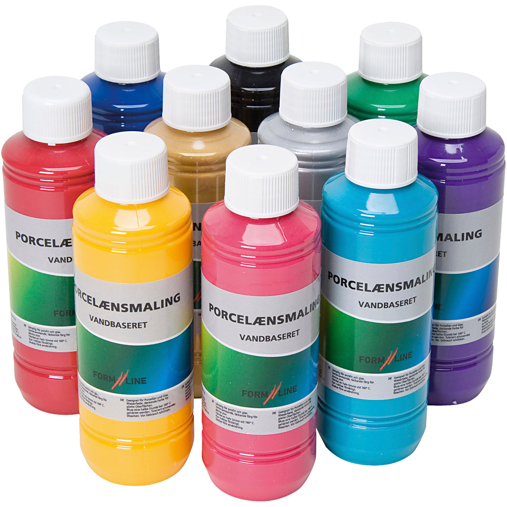 Creativ company glass and porcelain paint, various colours, 10x250 ml 1 box