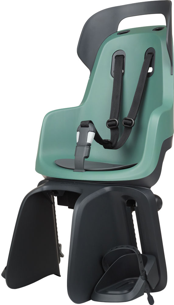 Bobike GO RS rear seat with sleeper position. Color: Pepper Light Green, carrier mount.