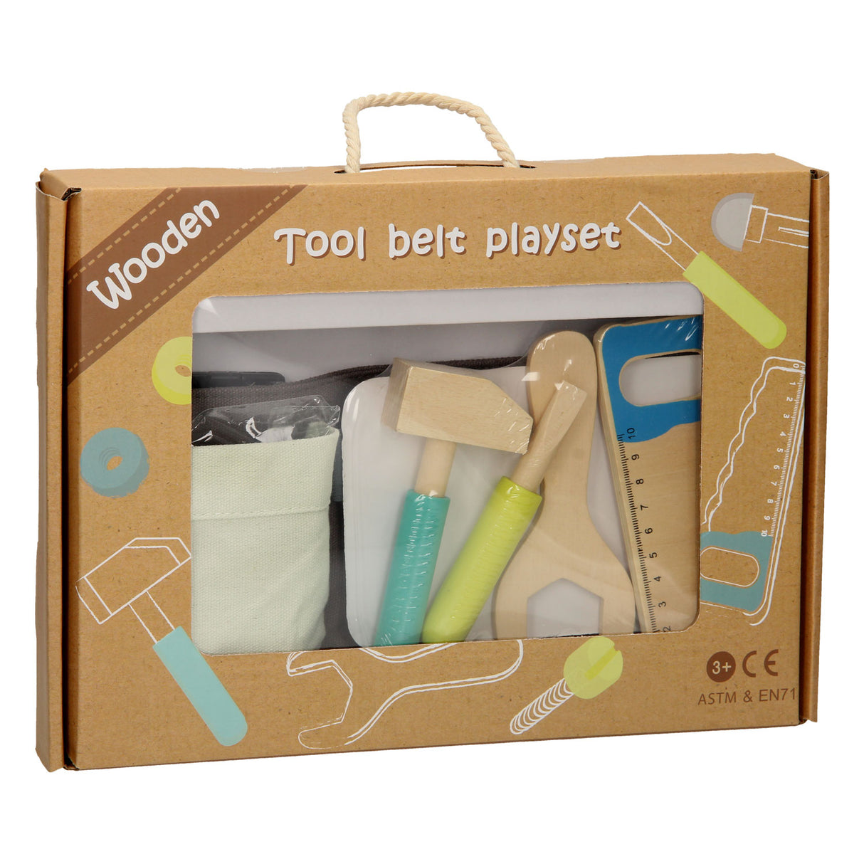 Tool belt with wooden tools