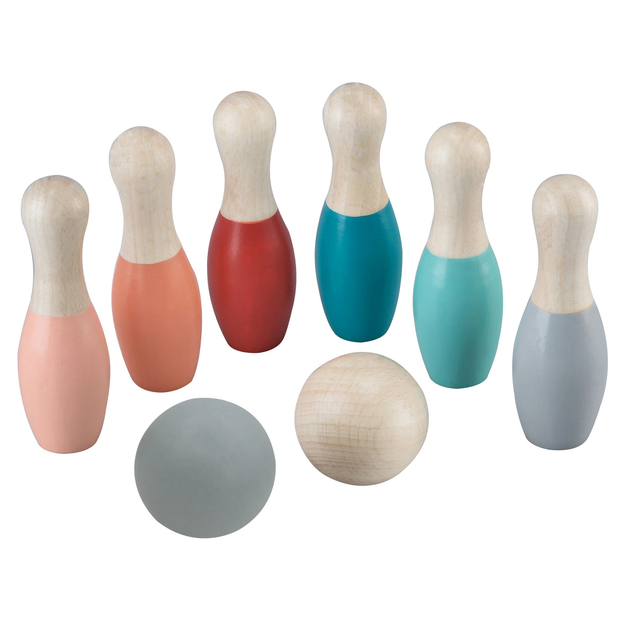 Wooden children's bowling set - pastel