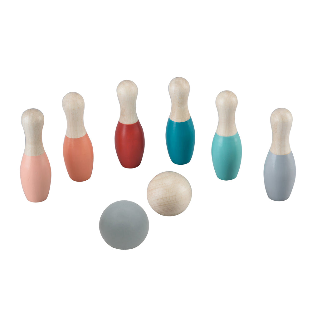 Wooden children's bowling set - pastel
