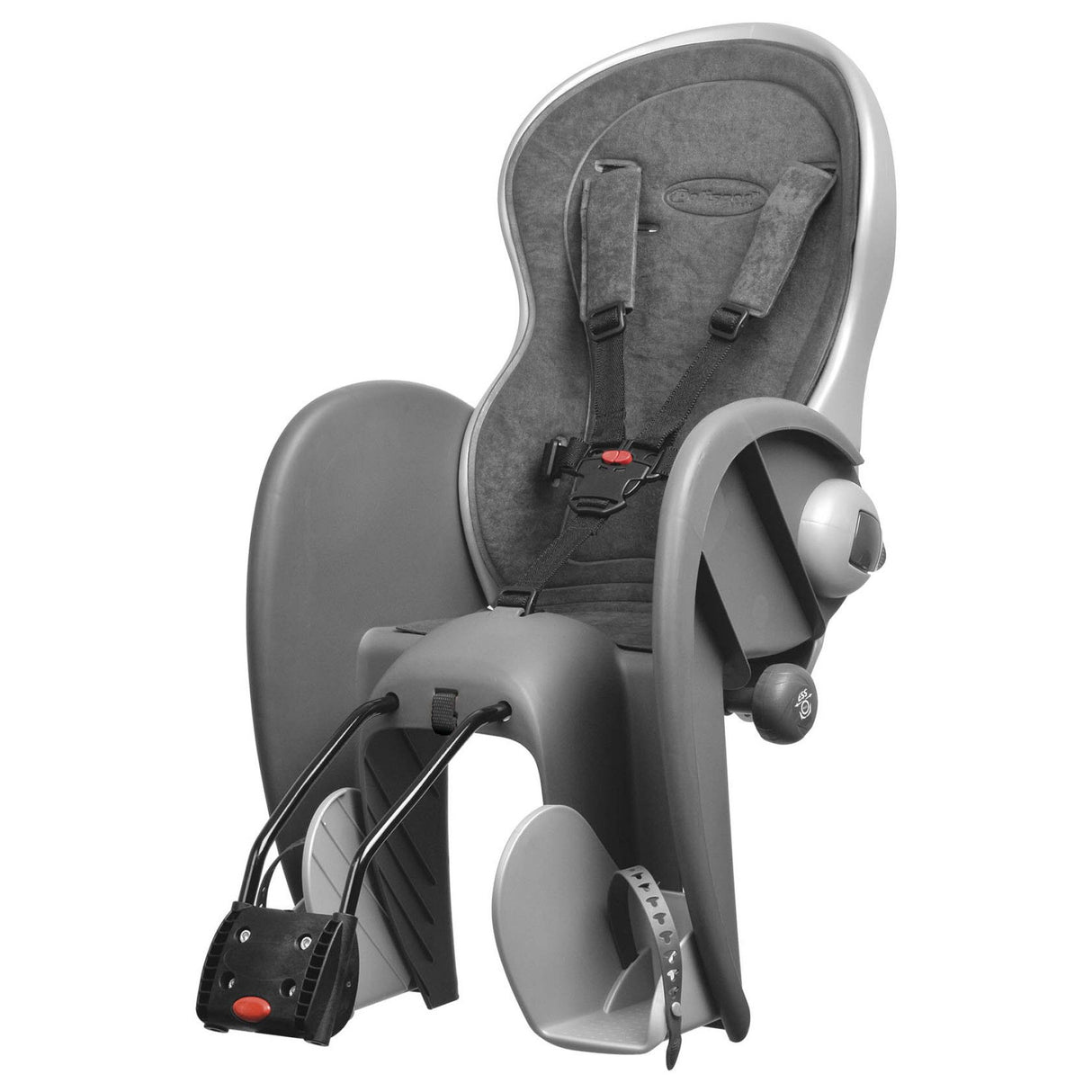 Polisport Child Seat Rear Wallaby-Evo DeLuxe Dark Gray Silver with Frame Mounting (FF)