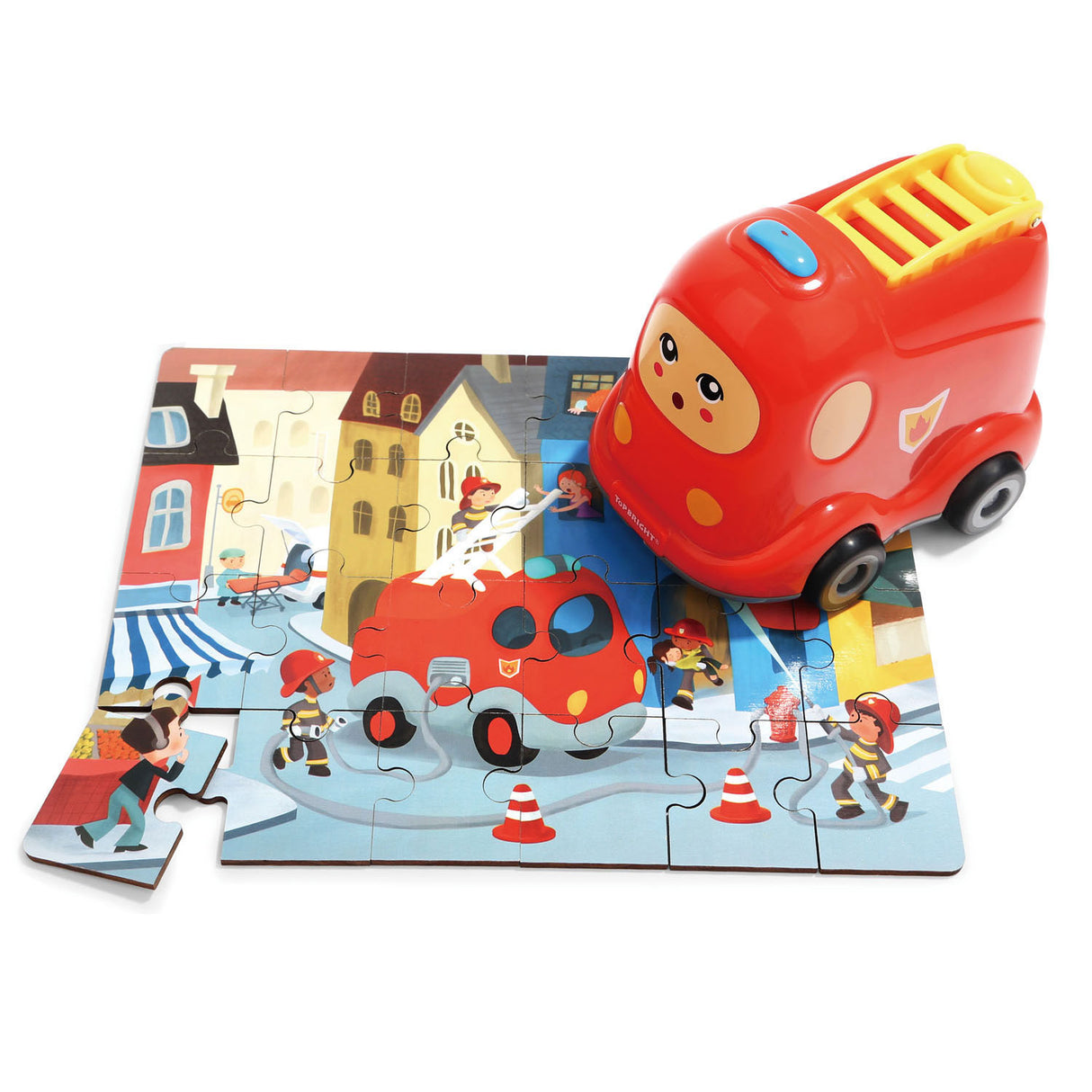 Topbright Wooden Jigsaw Puzzle Fire Department with Fire Truck, 24 pcs.