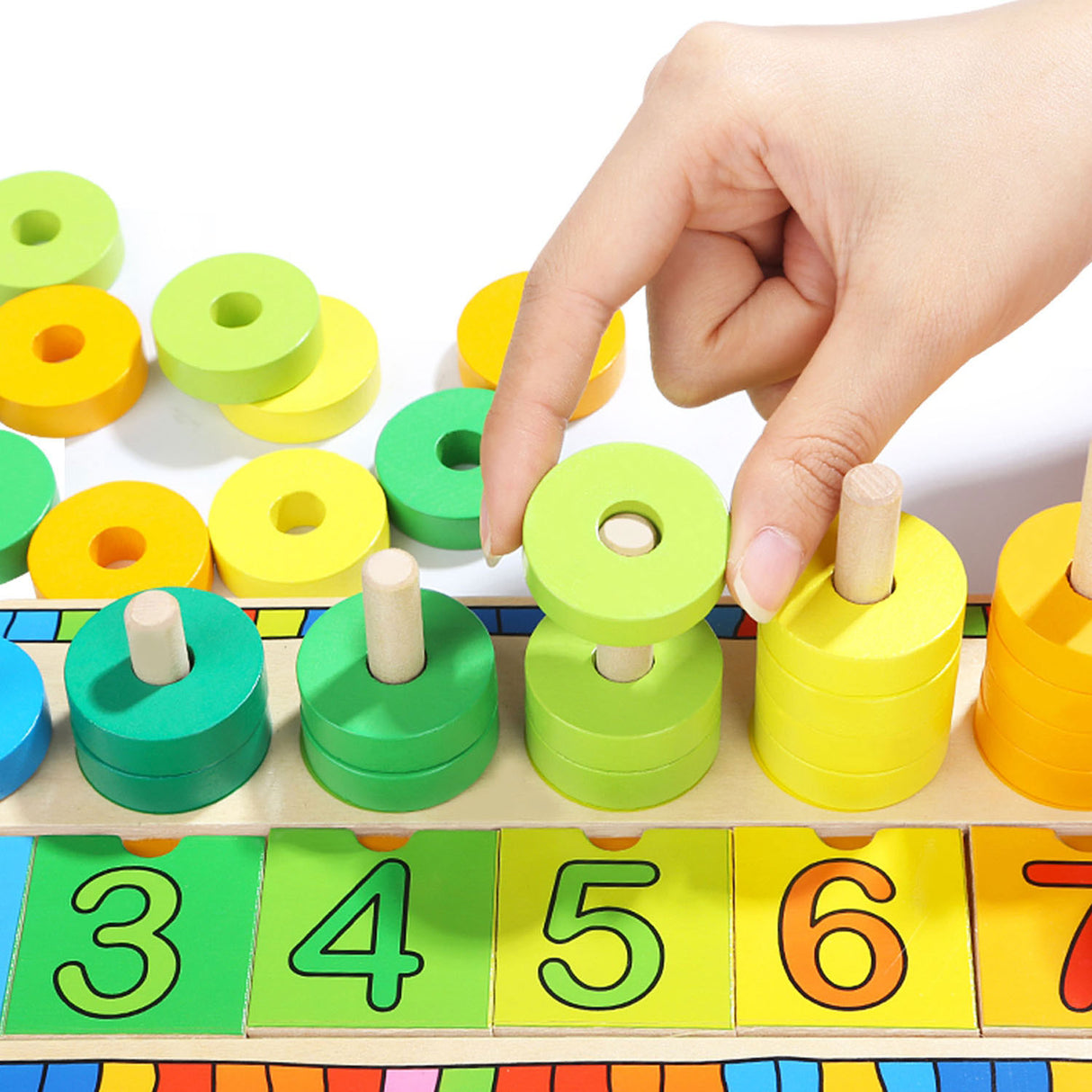 Topbright Wooden Educational Game Rings Counting, 56pcs.