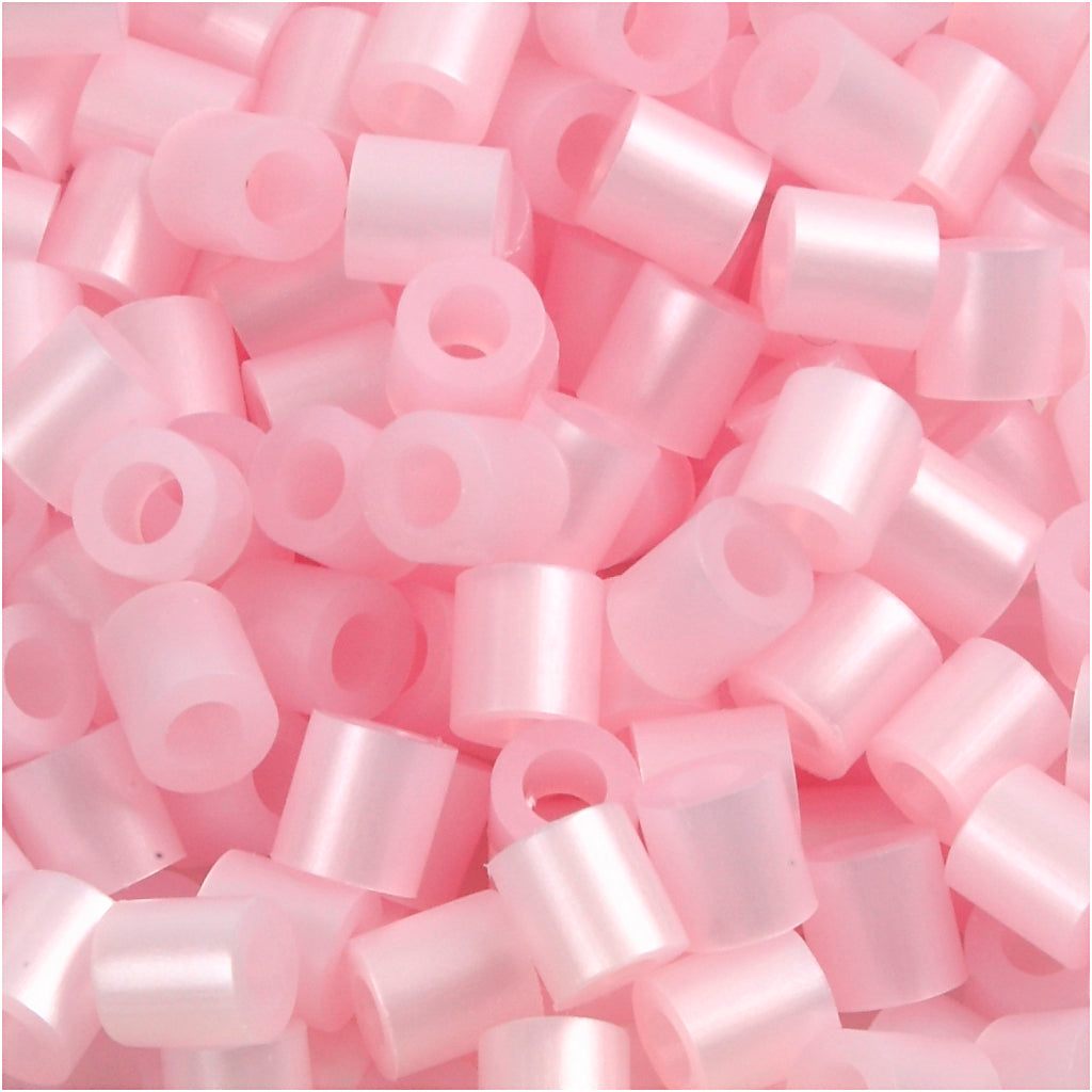Nabbi strijkkralen, afm 5x5 mm, gatgrootte 2,5 mm, medium, roze parelmoer (32259), 1100 stuk 1 doos