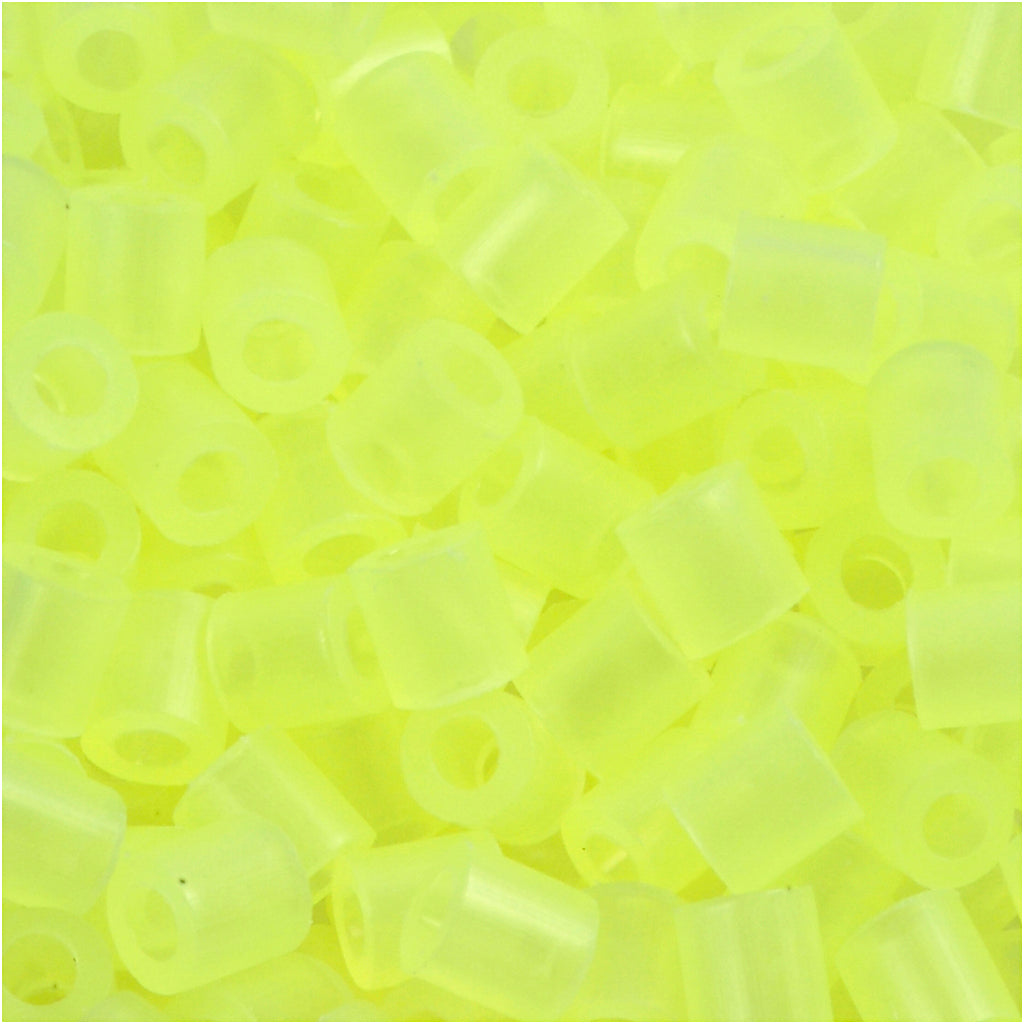 Nabbi strijkkralen, afm 5x5 mm, gatgrootte 2,5 mm, medium, neon geel (32223), 6000 stuk 1 doos