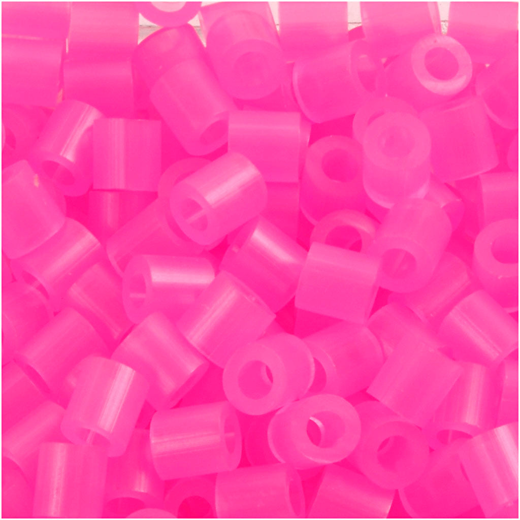 Nabbi strijkkralen, afm 5x5 mm, gatgrootte 2,5 mm, medium, roze neon (32257), 6000 stuk 1 doos