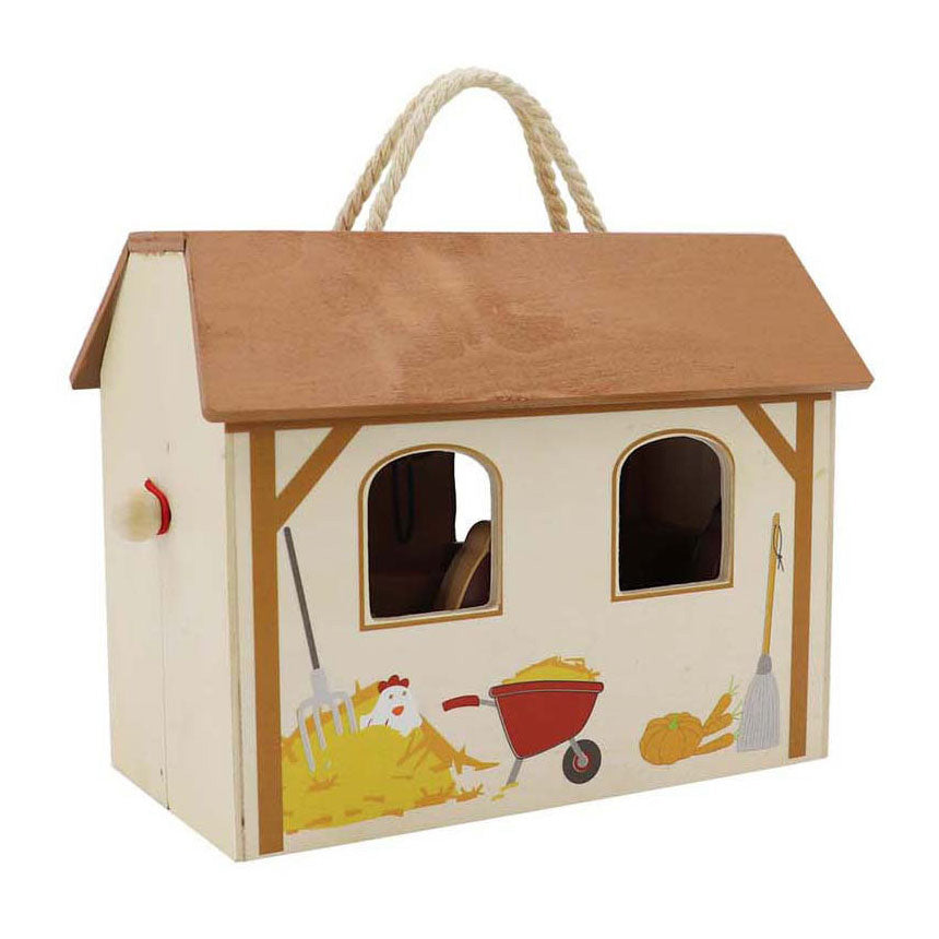 Wooden horse stable play set portable, 13 pcs.