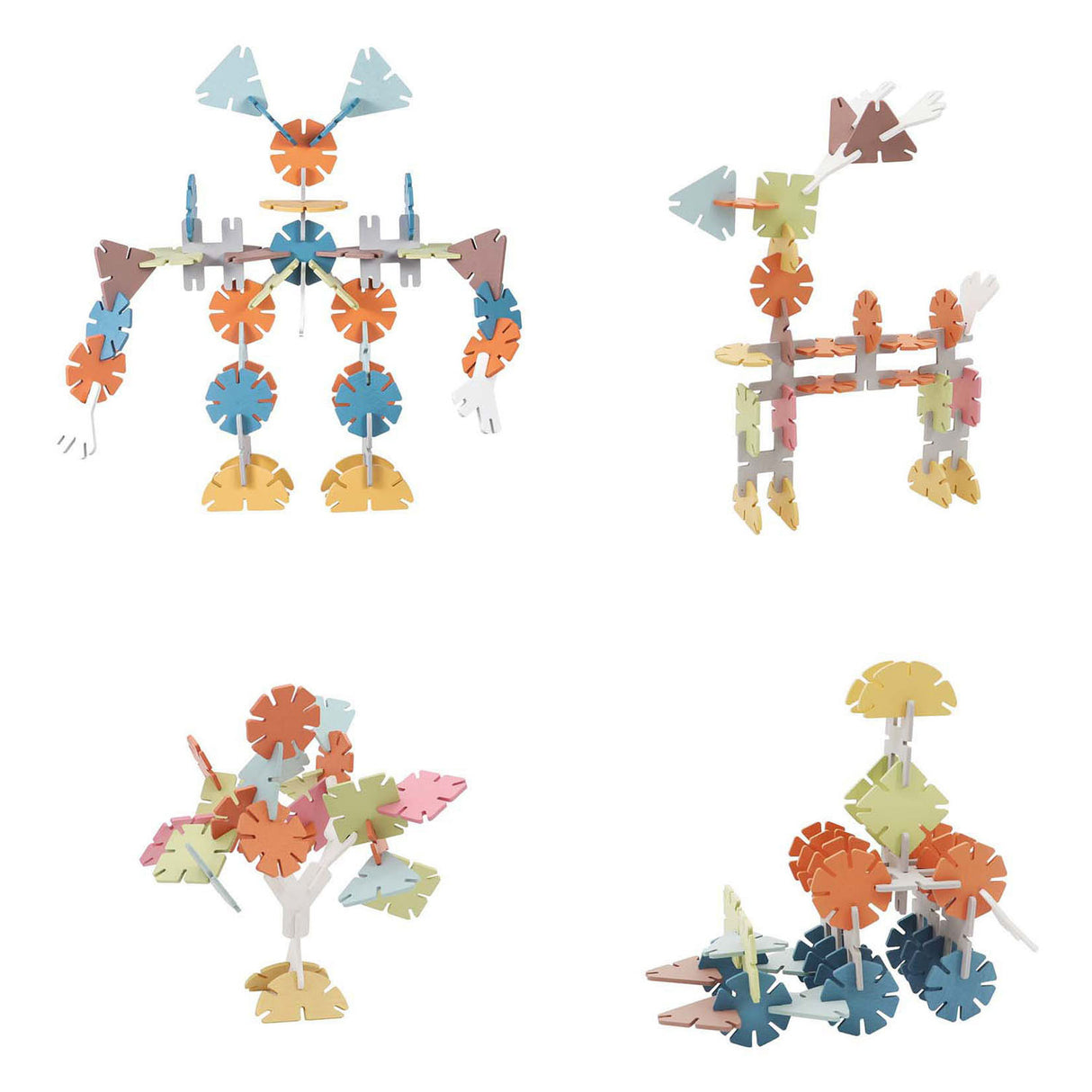 Wooden building discs in storage box, 60 pieces.