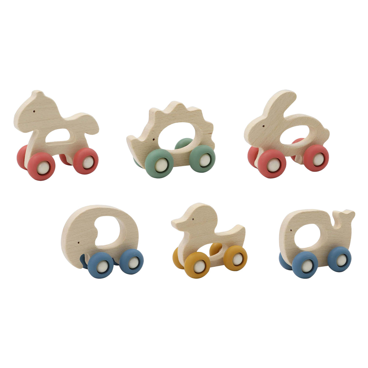 Wooden gripping animal on wheels
