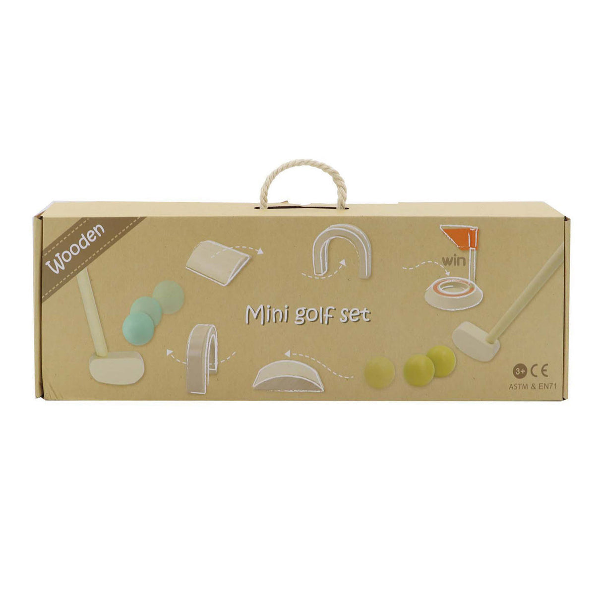 Houten midget golfset, 8dlg.