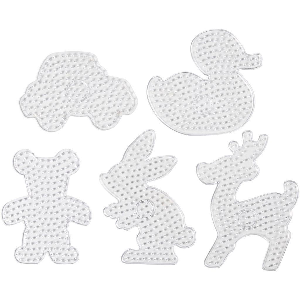Creativ company base plate, teddy bear, car, reindeer, duck and rabbit, size 16x19.5-19x24 cm, jumbo, clear, 5 pieces 1 box