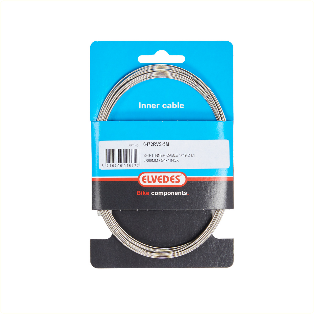 Cábla aistrithe istigh Elvedes cruach dhosmálta 5000mm ø1.1mm Shimano SRAM N-nipple (ar chárta)