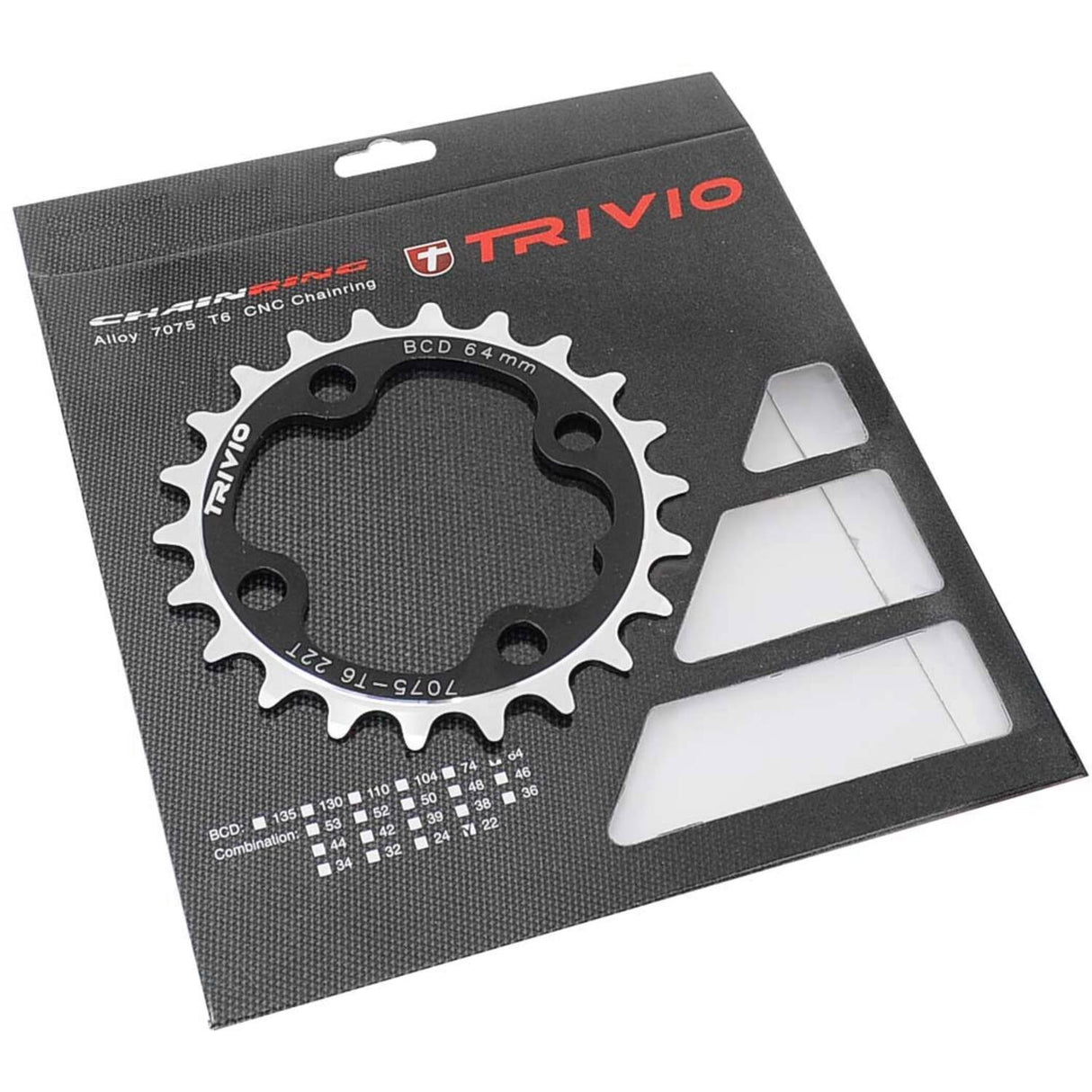 Trivio - MTB chainring 22t. 9 10 speed 64 bcd 4 arm