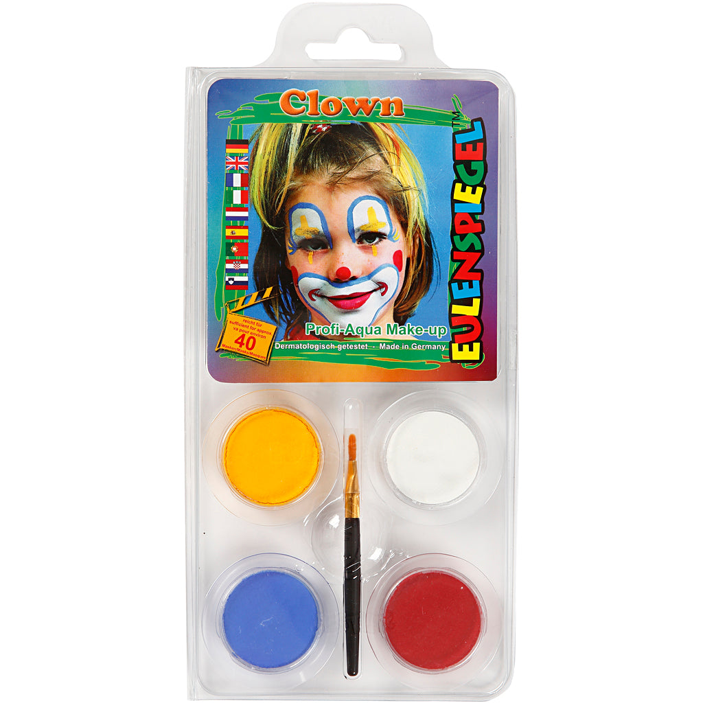 Eulenspiegel make-up - motif set, clown, various colours, 1 set
